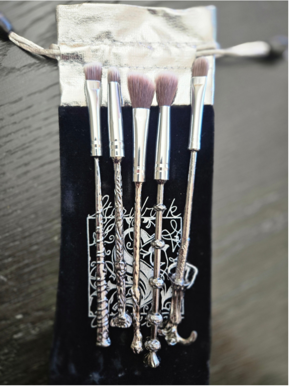 Storybook Womens Cosmetics Wand Makeup Brush Set, One Size, Silver/Black